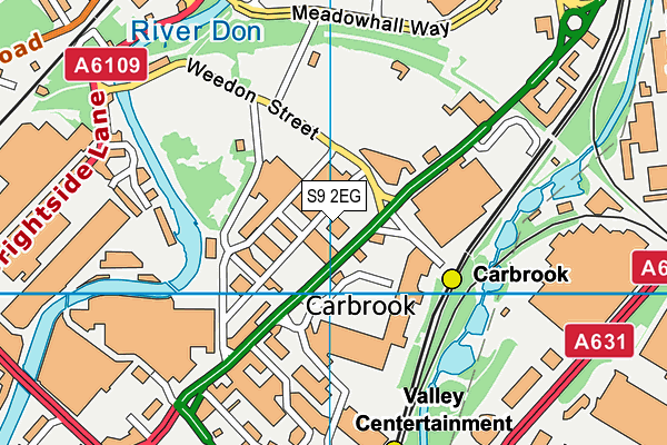 S9 2EG map - OS VectorMap District (Ordnance Survey)