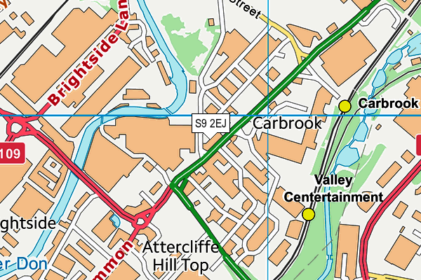 S9 2EJ map - OS VectorMap District (Ordnance Survey)