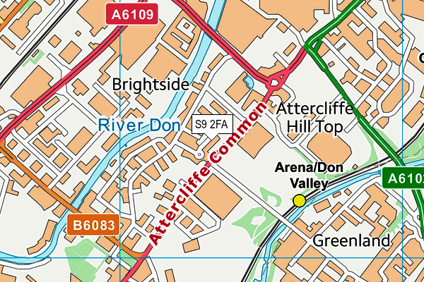 S9 2FA map - OS VectorMap District (Ordnance Survey)