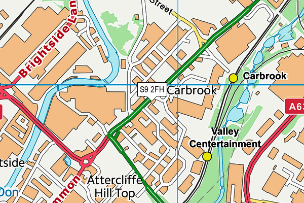 S9 2FH map - OS VectorMap District (Ordnance Survey)