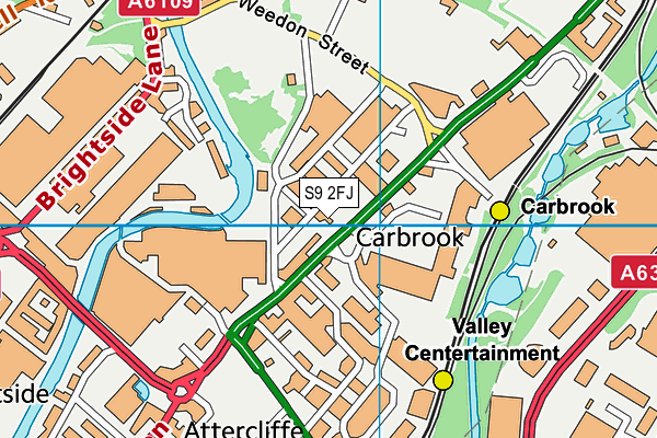 S9 2FJ map - OS VectorMap District (Ordnance Survey)