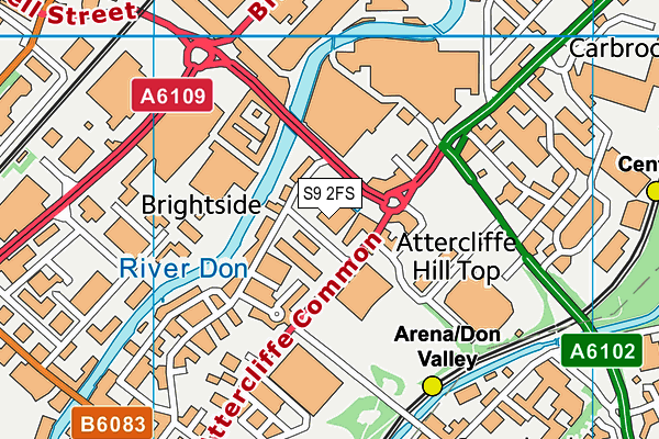 S9 2FS map - OS VectorMap District (Ordnance Survey)