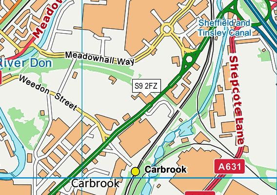 S9 2FZ map - OS VectorMap District (Ordnance Survey)