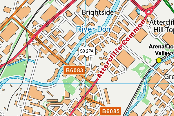 S9 2PA map - OS VectorMap District (Ordnance Survey)
