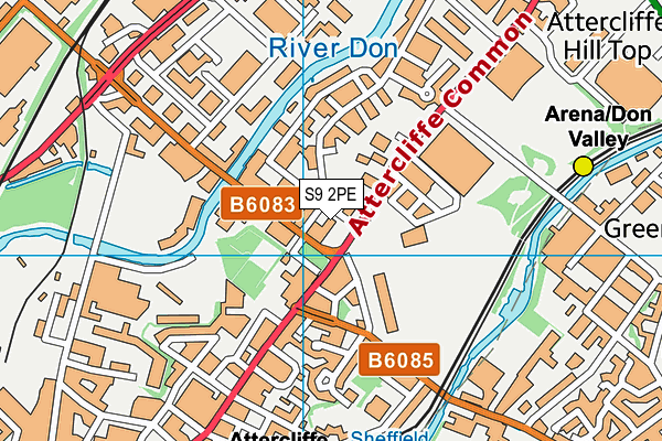 S9 2PE map - OS VectorMap District (Ordnance Survey)