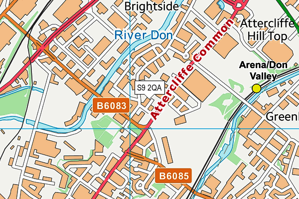 S9 2QA map - OS VectorMap District (Ordnance Survey)