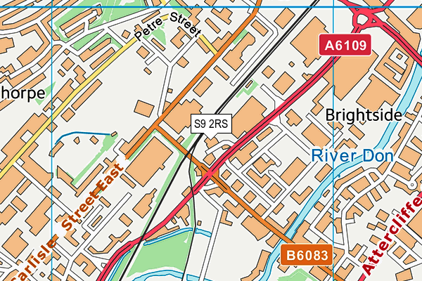 S9 2RS map - OS VectorMap District (Ordnance Survey)