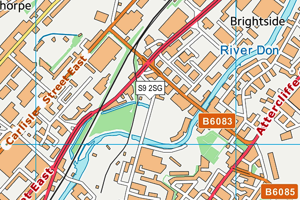 S9 2SG map - OS VectorMap District (Ordnance Survey)