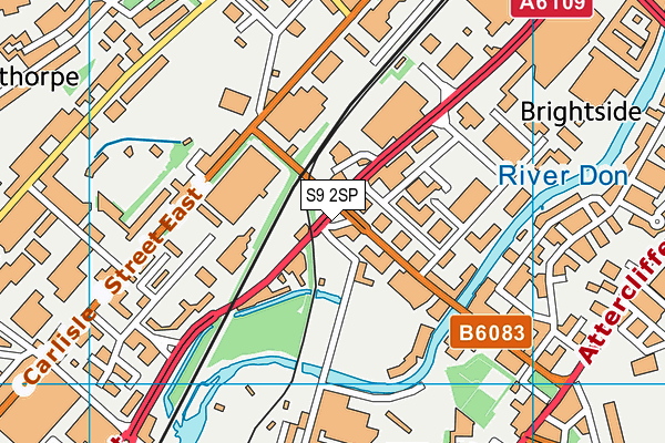 S9 2SP map - OS VectorMap District (Ordnance Survey)