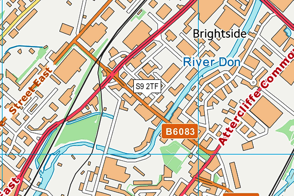 S9 2TF map - OS VectorMap District (Ordnance Survey)