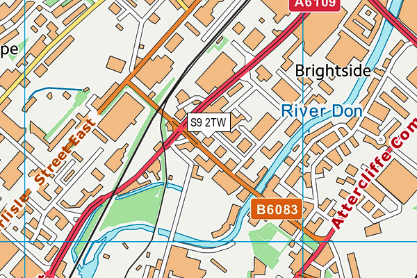 S9 2TW map - OS VectorMap District (Ordnance Survey)