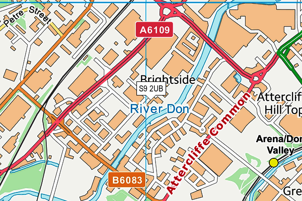 S9 2UB map - OS VectorMap District (Ordnance Survey)