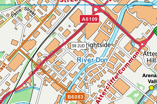 S9 2UD map - OS VectorMap District (Ordnance Survey)