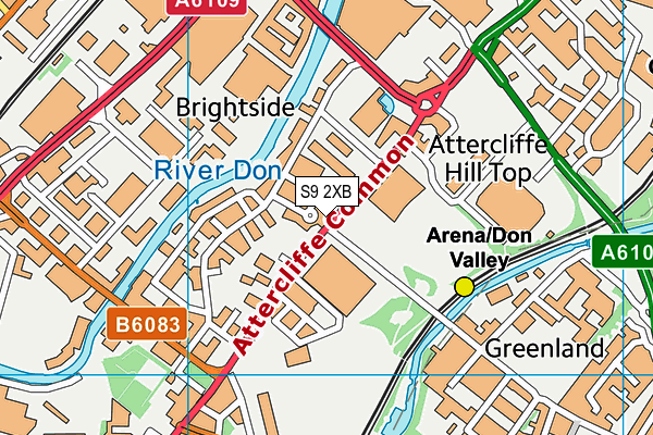 S9 2XB map - OS VectorMap District (Ordnance Survey)