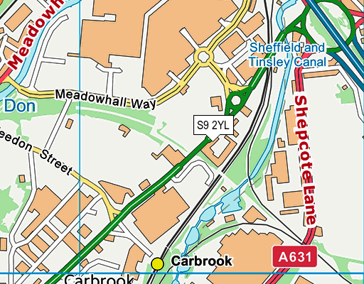 S9 2YL map - OS VectorMap District (Ordnance Survey)