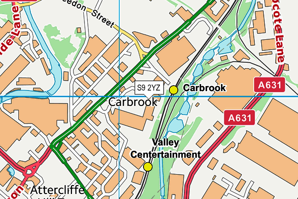 S9 2YZ map - OS VectorMap District (Ordnance Survey)