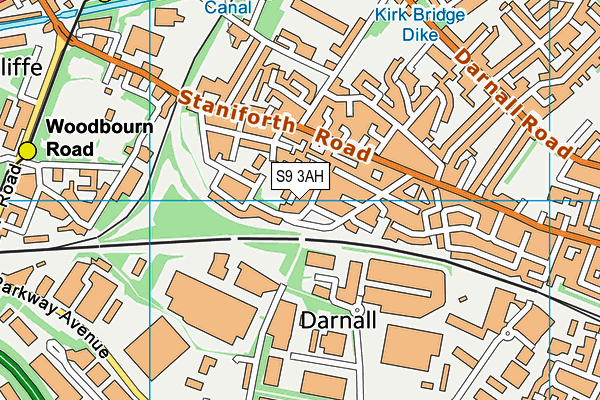 S9 3AH map - OS VectorMap District (Ordnance Survey)