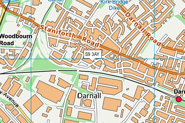 S9 3AY map - OS VectorMap District (Ordnance Survey)
