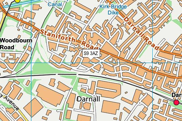 S9 3AZ map - OS VectorMap District (Ordnance Survey)
