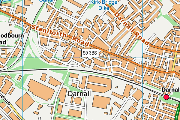 S9 3BS map - OS VectorMap District (Ordnance Survey)