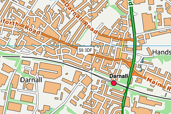 S9 3DF map - OS VectorMap District (Ordnance Survey)