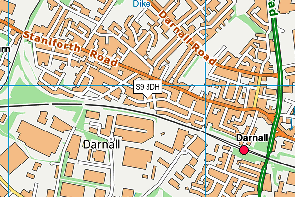 S9 3DH map - OS VectorMap District (Ordnance Survey)