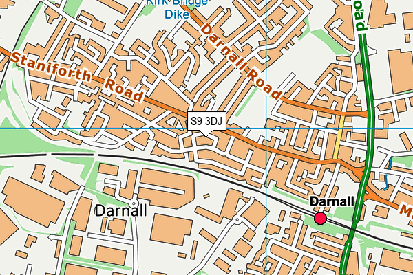 S9 3DJ map - OS VectorMap District (Ordnance Survey)