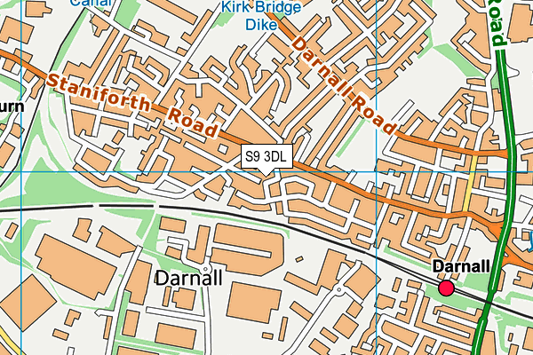 S9 3DL map - OS VectorMap District (Ordnance Survey)