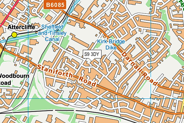 S9 3DY map - OS VectorMap District (Ordnance Survey)