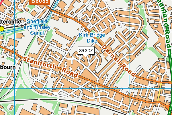 S9 3DZ map - OS VectorMap District (Ordnance Survey)