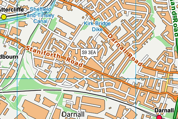 S9 3EA map - OS VectorMap District (Ordnance Survey)