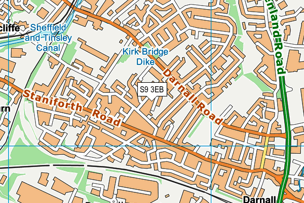 S9 3EB map - OS VectorMap District (Ordnance Survey)