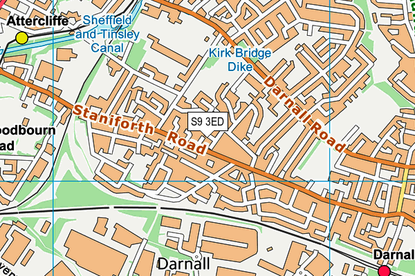 S9 3ED map - OS VectorMap District (Ordnance Survey)