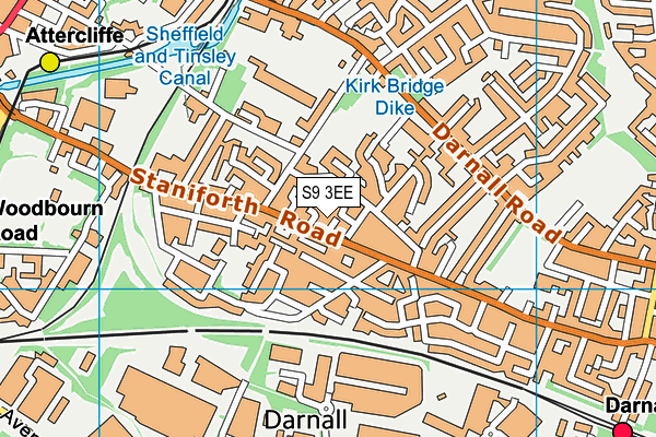 S9 3EE map - OS VectorMap District (Ordnance Survey)