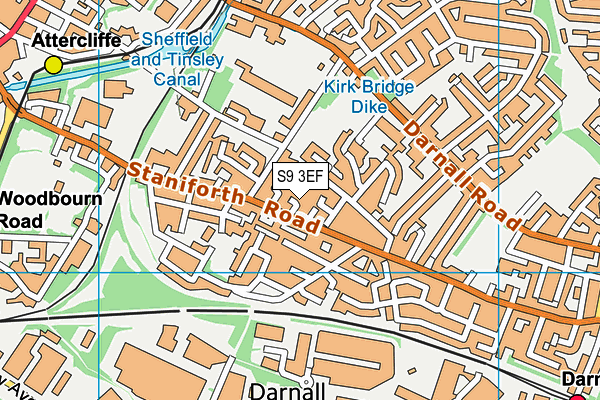 S9 3EF map - OS VectorMap District (Ordnance Survey)