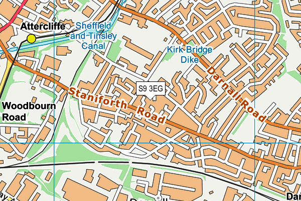S9 3EG map - OS VectorMap District (Ordnance Survey)