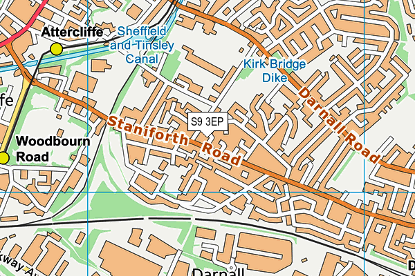 S9 3EP map - OS VectorMap District (Ordnance Survey)