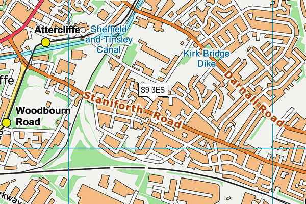 S9 3ES map - OS VectorMap District (Ordnance Survey)