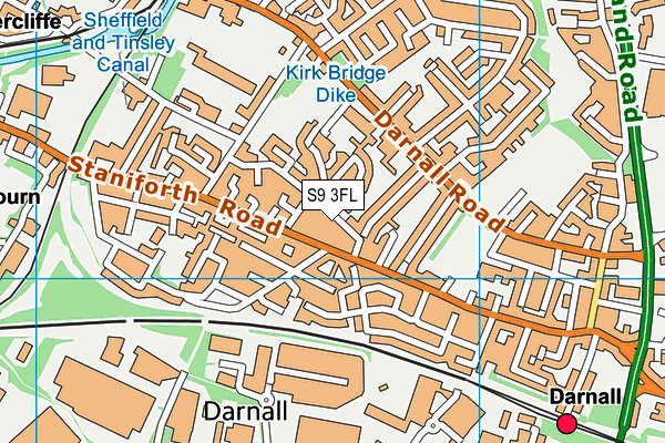 S9 3FL map - OS VectorMap District (Ordnance Survey)