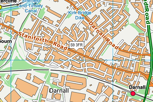 S9 3FR map - OS VectorMap District (Ordnance Survey)