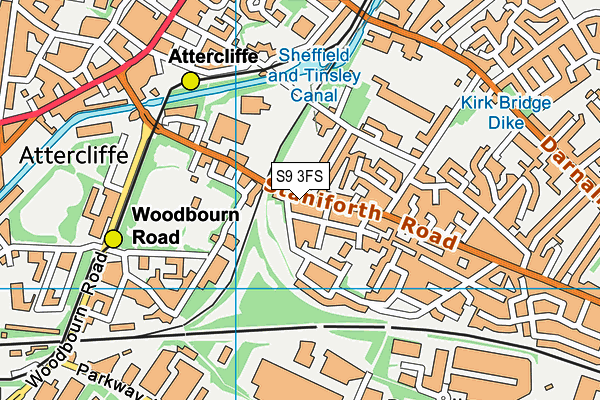 S9 3FS map - OS VectorMap District (Ordnance Survey)