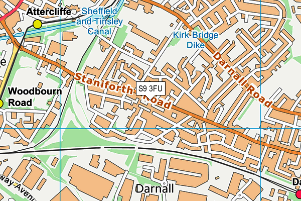 S9 3FU map - OS VectorMap District (Ordnance Survey)