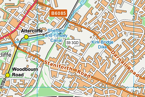 S9 3GD map - OS VectorMap District (Ordnance Survey)