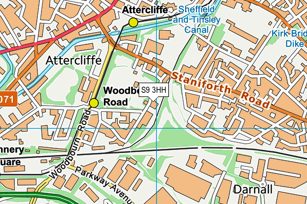 S9 3HH map - OS VectorMap District (Ordnance Survey)