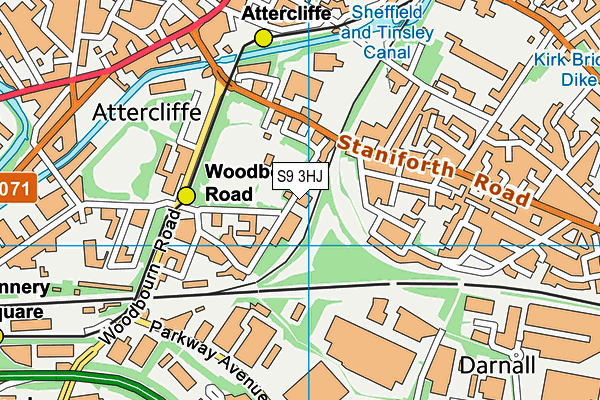 S9 3HJ map - OS VectorMap District (Ordnance Survey)