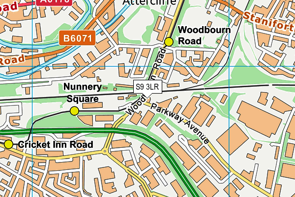 S9 3LR map - OS VectorMap District (Ordnance Survey)