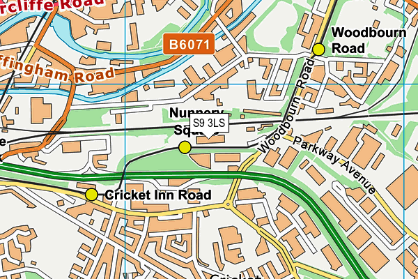 S9 3LS map - OS VectorMap District (Ordnance Survey)