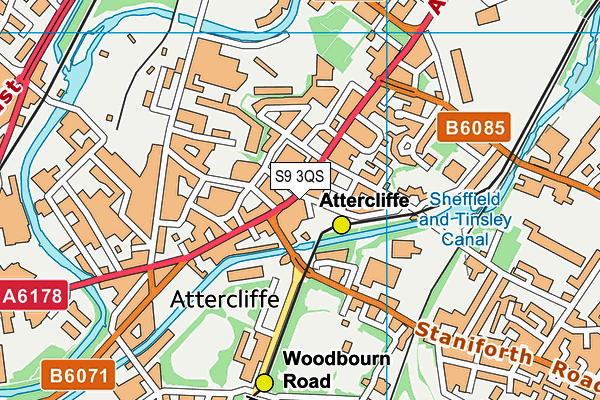 S9 3QS map - OS VectorMap District (Ordnance Survey)