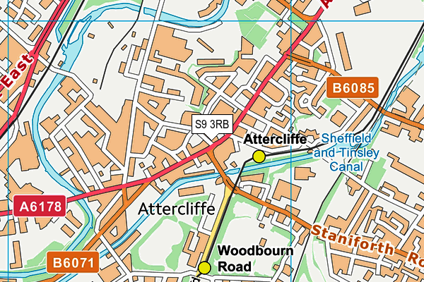 S9 3RB map - OS VectorMap District (Ordnance Survey)