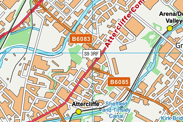 Attercliffe Church map (S9 3RF) - OS VectorMap District (Ordnance Survey)